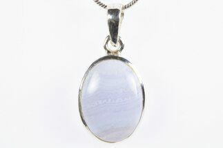 Blue Lace Agate Pendant (Necklace) - Sterling Silver #305014