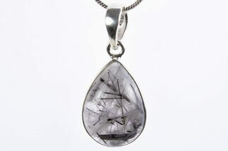 Glassy Tourmalinated Quartz Pendant - Sterling Silver #305028