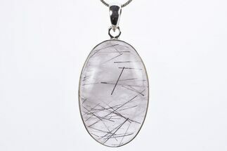 Glassy Tourmalinated Quartz Pendant - Sterling Silver #305033