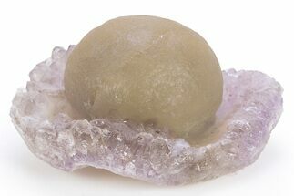 Botryoidal Yellow-Green Fluorite on Amethyst - India #305991