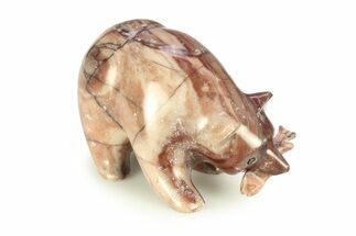 Realistic, Polished Kona Dolomite (Stromatolite) Stone Bear with Fish - Michigan #308410