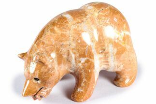 Realistic, Polished Peach Jasper Bear with Fish - Philippines #308476