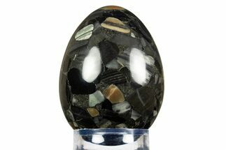 Polished Black Brecciated Chert Egg - Australia #308870