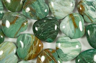 Polished Pilbara Prase Hearts - Australia #312552