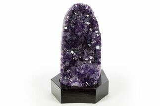 Deep Purple Amethyst Geode With Wood Base - Uruguay #314211