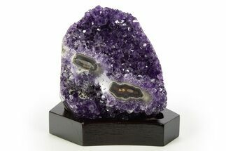 Deep Purple Amethyst Geode With Wood Base - Uruguay #314212