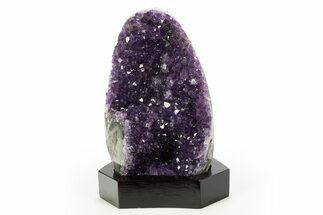 Deep Purple Amethyst Geode With Wood Base - Uruguay #314213