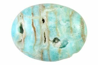 Polished Blue Caribbean Calcite Pocket Stone #323622