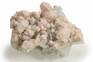 Pink Rhodochrosite After Calcite on Barite & Pyrite - Bulgaria #323948