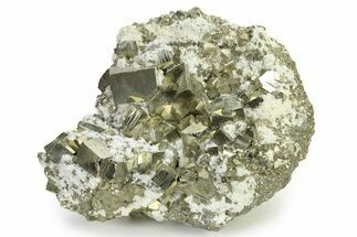 Spectacular Cubic Pyrite Crystals with Quartz - Peru #325627