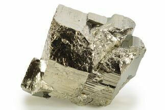 Gleaming Striated Cubic Pyrite Cluster - Peru #329289