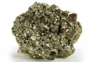 Brassy Chalcopyrite Crystals on Gleaming Cubic Pyrite - Peru #329294