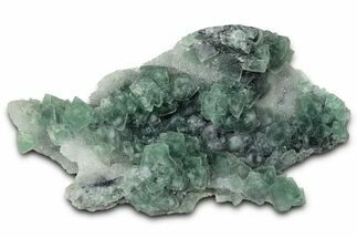 Frosted, Octahedral Green Fluorite Crystals on Quartz - China #329335