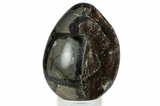 Septarian Dragon Egg Geode - Sparkly Black Crystals #329496