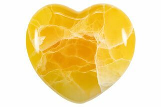 Polished Orange Honeycomb Calcite Heart - Utah #335277