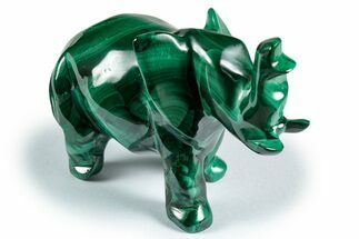 Polished Banded Malachite Elephant Carving - DR Congo #335573