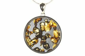 Sericho Pallasite Round Meteorite Pendant - Kenya #336122