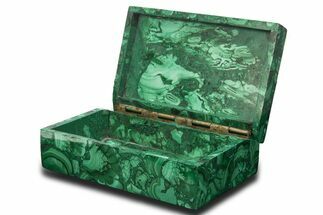 Flowery, Hinged Malachite Jewelry Box - DR Congo #335806