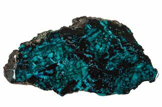 Vibrant Chrysocolla and Shattuckite Slab - Mexico #337041