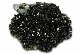 Sparkling Dark Green Epidote Crystals with Quartz - Turkey #337442