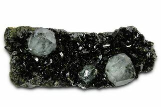 Sparkling Dark Green Epidote Crystals with Quartz - Turkey #337445
