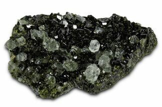 Sparkling Dark Green Epidote Crystals with Quartz - Turkey #337452