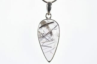 Glassy Tourmalinated Quartz Pendant - Sterling Silver #339825