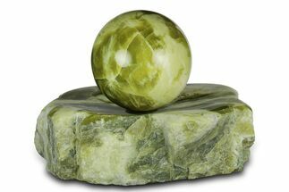 Polished Noble Serpentine Sphere with Base - Washington #341586