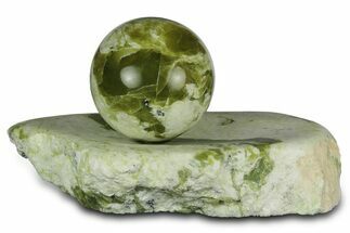 Polished Noble Serpentine Sphere with Base - Washington #341589