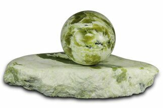 Polished Noble Serpentine Sphere with Base - Washington #341589