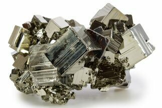 Gleaming Striated Cubic Pyrite Cluster - Peru #341553