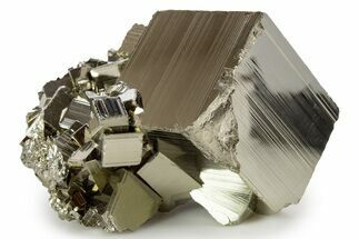 Gleaming Striated Cubic Pyrite Cluster - Peru #341556
