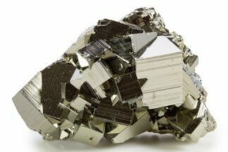 Gleaming Striated Cubic Pyrite Cluster - Peru #341558