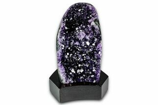 Deep Purple Amethyst Geode With Wood Base - Uruguay #342786