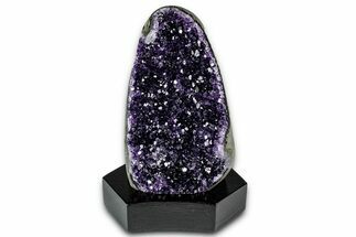 Deep Purple Amethyst Geode With Wood Base - Uruguay #342818