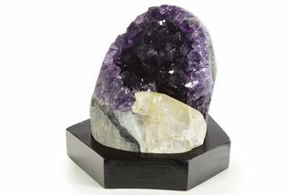Deep Purple Amethyst Geode With Wood Base - Uruguay #342736