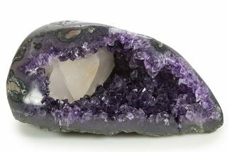 Sparkly Deep-Purple Amethyst Geode with Calcite - Uruguay #342719