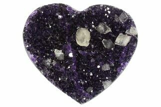 Dark Purple Amethyst Heart with Calcite - Uruguay #343687
