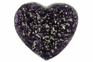 Dark Purple Amethyst Heart with Calcite - Uruguay #343714