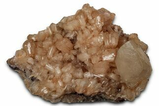 Gemmy Calcite Crystals on Peach Stilbite - India - India #342975
