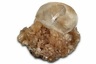 Gemmy Calcite Crystals on Peach Stilbite - India - India #342979