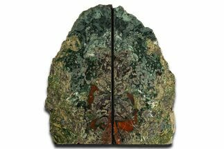 Green & Red Jasper Replaced Petrified Wood Bookends - Oregon #344137