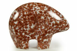 Polished Red Flower Marble Zuni Bear - India #344806