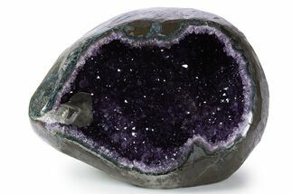 Glistening Deep Purple Amethyst Geode with Calcite #345943