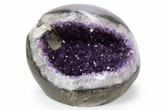 Sparkling Deep Purple Amethyst Geode with Calcite #345962
