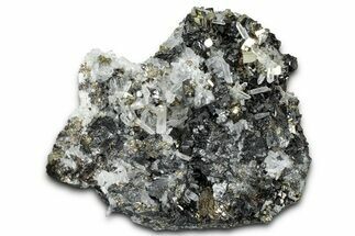Quartz and Pyrite Crystals on Sphalerite and Chalcopyrite - Peru #347644