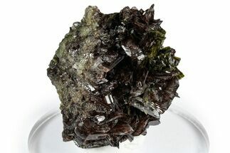 Sharp Axinite Crystal Cluster with Green Epidote - Peru #347908