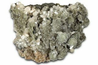 Peach Stilbite and Calcite Crystals on Heulandite - India #348305