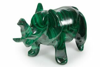 Polished Banded Malachite Elephant Carving - DR Congo #349287