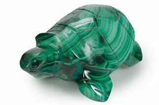 Flowery Malachite Turtle Carving - DR Congo #349333